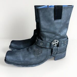 Mark Nason Amplify‎ Boots Harness Square Toe Black Men Size 12 Made in Italy